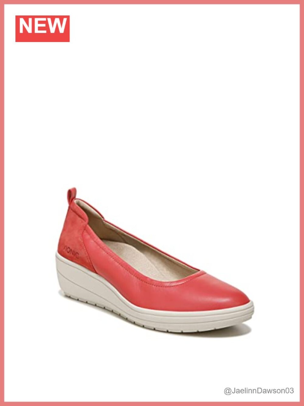 Vionic Ellery Leather Slip-On Platform Wedge Shoes Arch Support Comfort